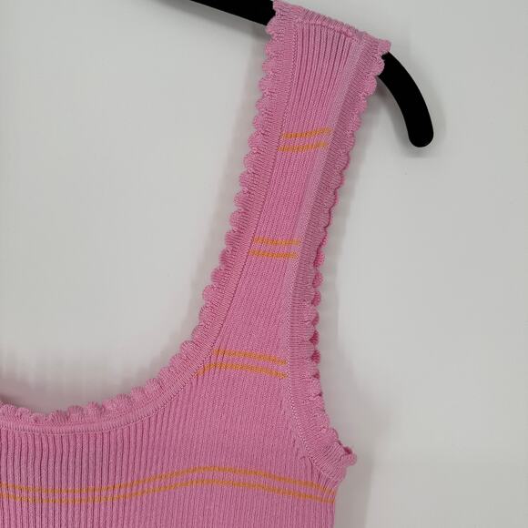 Vero Moda Scallop Trim Knit Tank Dress Figure Hugging Pink Orange Medium - Picture 6 of 7